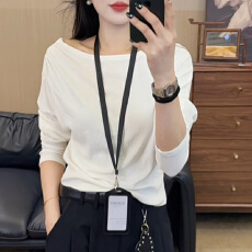 批发官图 2026超火一整套春秋慵懒斜肩洋气<b class='q'>长袖</b>T恤屁帘设计微喇<b class='q'>裤</b>套<b class='q'>装</b>