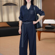 批发官图 时尚套<b class='q'>装</b>春秋季新款时髦洋气<b class='q'>长袖</b>显瘦衬衫阔腿<b class='q'>裤</b><b class='q'>气质</b>两件套