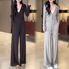 批发官图 韩系运动风时尚开衫外套春秋新款休闲百搭抽绳阔腿<b class='q'>裤</b><b class='q'>两件套</b>