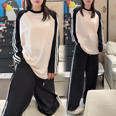 批发官图 撞色条纹休闲套<b class='q'>装</b>2026春秋季新款百搭上衣显瘦阔腿<b class='q'>裤</b><b class='q'>两件套</b>