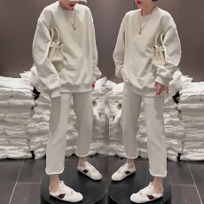 批发官图 休闲<b class='q'>运动</b>服套装春秋新款简约圆领卫衣外套显瘦九分裤两件套