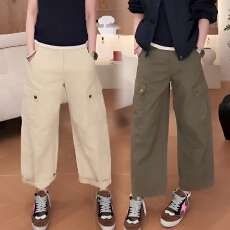 批发官图 韩版复古廓形褶皱多口袋工<b class='q'>装</b>裤高级感直筒显瘦百搭<b class='q'>休闲裤</b>子
