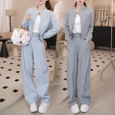 批发官图 <b class='q'>时尚</b>休闲套装春秋新款洋气质显瘦短款外套阔腿裤减龄两件套