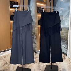 批发官图 西装裤女2026春秋季新款高腰显瘦蕾丝拼接<b class='q'>时尚</b>休闲阔腿裤子