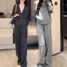 批发官图 韩系慵懒套装女春秋时尚宽松显瘦百搭卫衣阔腿裤休闲两件套