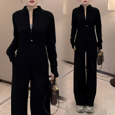 批发官图 2026春秋洋气休闲百搭外穿长袖上衣开衫宽松长裤时尚两件套