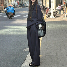 批发官图 韩系chic慵懒感运动套装春秋季轻奢高级简约长袖上衣阔腿裤