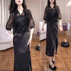 批发官图 罩衫+吊带裙女2026<b class='q'>夏季</b>新款时尚气质显瘦减龄两件套装连衣裙