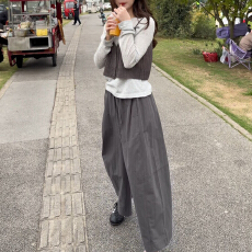 批发官图 巨好看的春秋一整套穿搭女装2026新款马甲上衣阔腿裤三件套