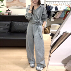 批发官图 2026春秋新款时尚气质修身收腰连帽<b class='q'>卫衣</b>休闲直筒卫裤两件套