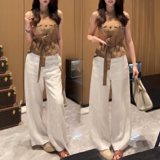 批发官图 洋气<b class='q'>英伦</b>穿搭2026夏季新款别致系带显瘦上衣阔腿长裤两件套