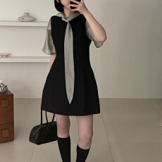 批发官图 夏季新款温柔风上衣+赫本风收腰显瘦<b class='q'>背心裙</b><b class='q'>无袖</b>连衣裙套装