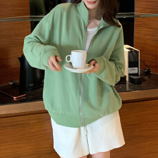 批发官图 港风chic盐系减龄穿搭配一整套立领<b class='q'>开衫</b>白色裤子两件套装