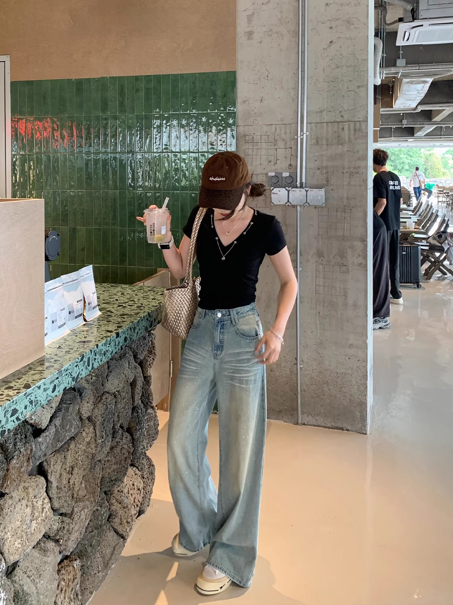 케이크를 잘라 직접 만든 작은 키 봄 여름 파란색 바지 아이들 패션 뜨거운 은 스팽글 스트레이트 넓은 다리 청바지 다용도