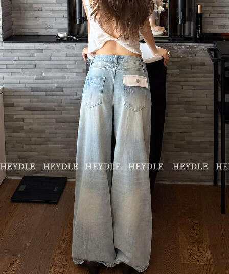 검은 콩 흠 6 15 신제품 제한된 시간 할인 파리 거리 워싱 고양이 반드시 넓은 다리 청바지 여성
