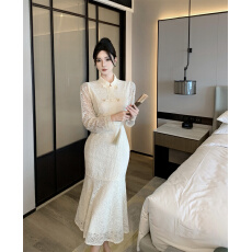 批发实拍     新款复古新中式<b class='q'>旗袍</b>高级感盘扣设计显瘦鱼尾连衣裙