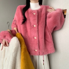 批发*实拍*大码女<b class='q'>秋</b>冬新款宽松显瘦百搭气质皮草毛毛开衫高级感外套女