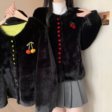 批发*实拍*大码女<b class='q'>秋</b>冬新款宽松显瘦百搭气质皮草毛毛开衫高级感外套女