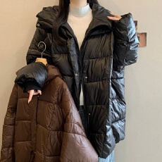 批发*实拍*大码女冬季<b class='q'>新款</b>亮皮保暖羽绒棉服长款连帽宽松棉衣棉袄外套