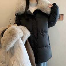 批发*实拍*大码女冬季<b class='q'>新款</b>加厚保暖羽绒棉服长款连帽宽松棉衣毛领外套