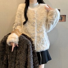 批发*实拍*大码女秋冬新款宽松显瘦百搭气质皮草毛毛开衫高级感外套女