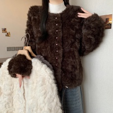 批发*实拍*大码女秋冬新款宽松显瘦百搭气质皮草毛毛开衫高级感外套女