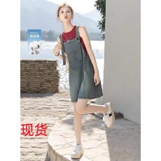 批发牛仔连体裤2025<b class='q'>春</b>夏新款女装时尚宽松款显瘦减龄水洗阔腿背带裤