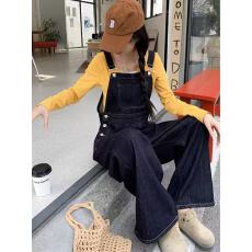 批发牛仔背带裤女<b class='q'>春</b>季韩版宽松学生减龄高腰显瘦直筒阔腿连体裤2026