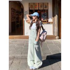 批发3MER哦哦三妹复古水洗<b class='q'>牛仔</b><b class='q'>背带裤</b>女春夏减龄宽松休闲连体阔腿裤子