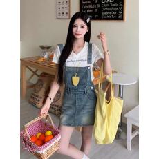 批发3MER哦哦三妹甜酷<b class='q'>牛仔</b>背带裙裤女夏美式复古阔腿显瘦百搭工装短裙