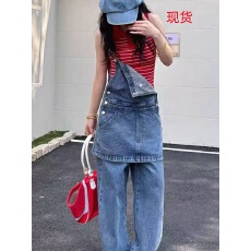 批发2026春新款牛仔背带裤<b class='q'>女</b>宽松显瘦直筒慵懒风<b class='q'>连体裤</b><b class='q'>小个</b>子