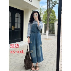 批发sumui150小个子春夏款显高高腰<b class='q'>牛仔</b><b class='q'>背带裤</b>破洞设计阔腿裤<b class='q'>休闲</b>裤子