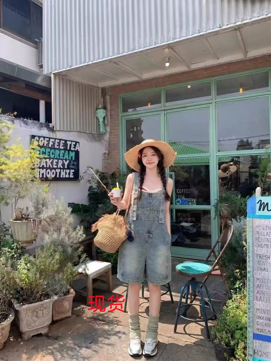 작은 키 여름 데님 멜빵 바지 반바지 여성 2026 캐주얼 연령 감소 자이언트 잘 생긴 루즈핏 스트레이트 팬츠