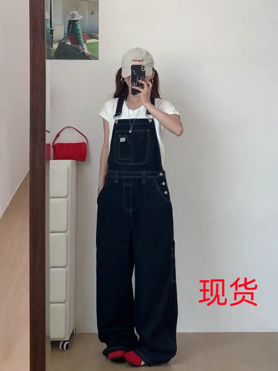 catandfish 아메리칸 레트로 연령 감소 데님 멜빵 바지 여성 2026 봄 여름 새로운 루즈핏 넓은 다리 올인원 바지