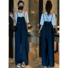 批发时尚牛仔背带裤女<b class='q'>新款</b>洋气显瘦吊带<b class='q'>连体裤</b>