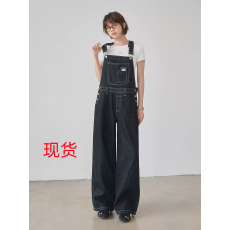 批发美式复古深蓝色牛仔背带裤女2026夏季<b class='q'>新款</b>休闲宽松显瘦阔腿<b class='q'>连体裤</b>