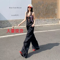 批发阔腿背带裤宽松显瘦时尚复古减龄秋季<b class='q'>牛仔裤</b>2026新款夏
