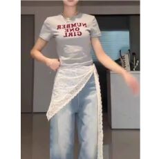 批发韩系叠穿提花蕾丝三角巾女2025新款打底遮***蕾丝<b class='q'>网纱</b>设计感屁帘