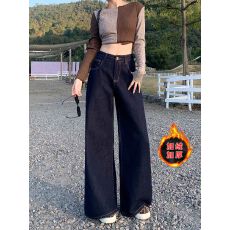 批发【非实拍】韩系复古百搭休闲牛仔<b class='q'>裤</b>高腰显瘦直筒<b class='q'>裤</b>宽松阔腿<b class='q'>裤</b>