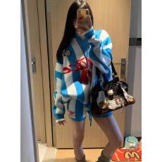 批发美式复古条纹字母毛衣<b class='q'>套装</b>女韩系时尚小众设计针织上衣＋辣妹<b class='q'>短裤</b>