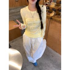 批发天丝<b class='q'>亚麻</b>】半透视字母印花防晒罩衫长袖t恤多巴胺穿搭空调衫上衣