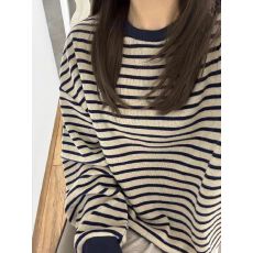 批发（原版面料）设计感拼接撞色条纹<b class='q'>套头卫衣</b><b class='q'>女</b>早秋长袖上衣