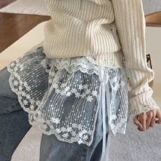 批发【官图 原版花边高质量】法式蕾丝<b class='q'>网纱</b>屁帘半身<b class='q'>裙</b>下摆系带短<b class='q'>裙</b>