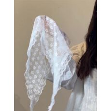 批发官图 原版蕾丝】碎花蕾丝头巾洋气甜美田园风三角巾高级风女