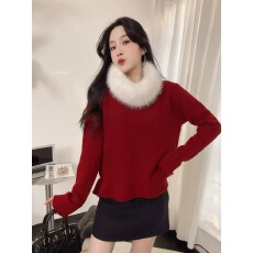 批发韩系甜美风软糯<b class='q'>兔毛</b>绒套头<b class='q'>毛衣</b>女秋冬新款毛绒围脖慵懒保暖上衣