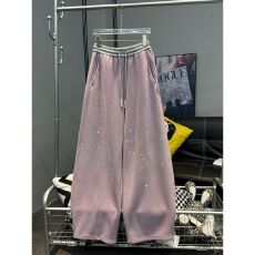 批发2025冬季新年款闪耀大满钻青色炒色弯刀裤抽绳卫裤2304