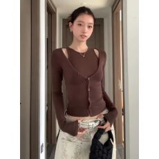 批发官图 随心裁<b class='q'>莫代尔</b>260克1*1】纽扣长袖t恤女2026春季吊带上衣套装