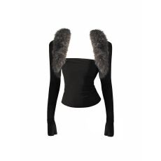 批发【官图 随心裁<b class='q'>莫代尔</b>260克1*1】美式辣妹风长袖抹胸上衣两件套