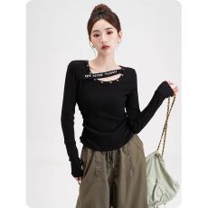 批发原版做工】<b class='q'>韩版</b>秋冬高级感长袖t恤女2026新款修身显瘦<b class='q'>打底衫</b>上衣