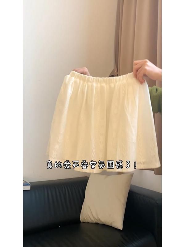 경관 그림 원본 자카드 있음 네리 달콤함 레이스 자카드 다용도 밑단 랩스커트팬츠 허리 치마 미니 스커트 여성